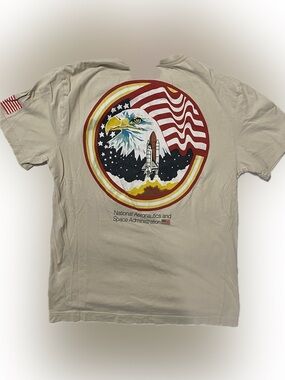Divided Beige NASA Eagle & Rocket Short Sleeve Tee